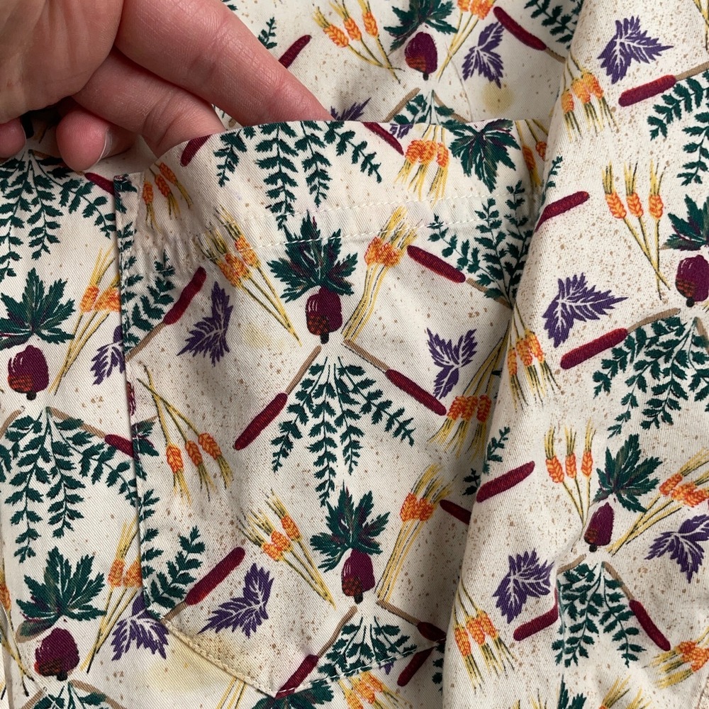 VTG Columbia Shirt Womens Medium Cream All Over Print Floral Nature Lightweight - Picture 3 of 12